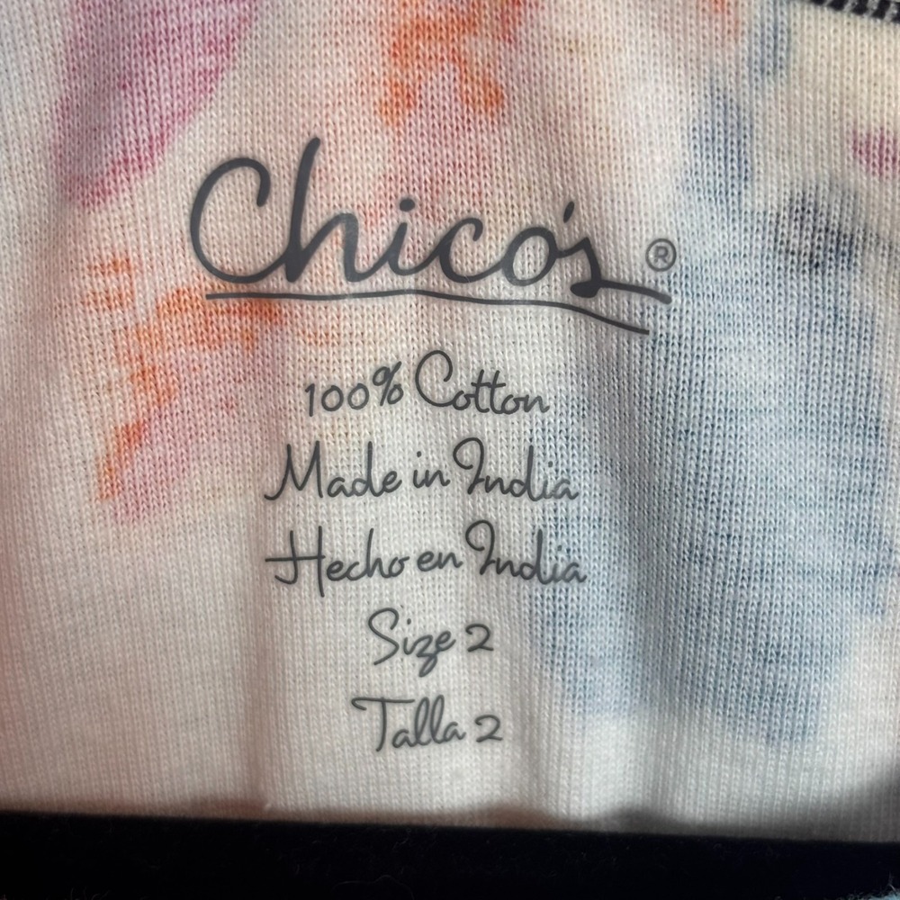 NEW Chico's Womens 100% Cotton Colorful Floral Stretch Tee size 2/Large NWT - Picture 3 of 9